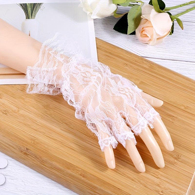 Lace Mesh Half Finger Gloves for Wedding Party