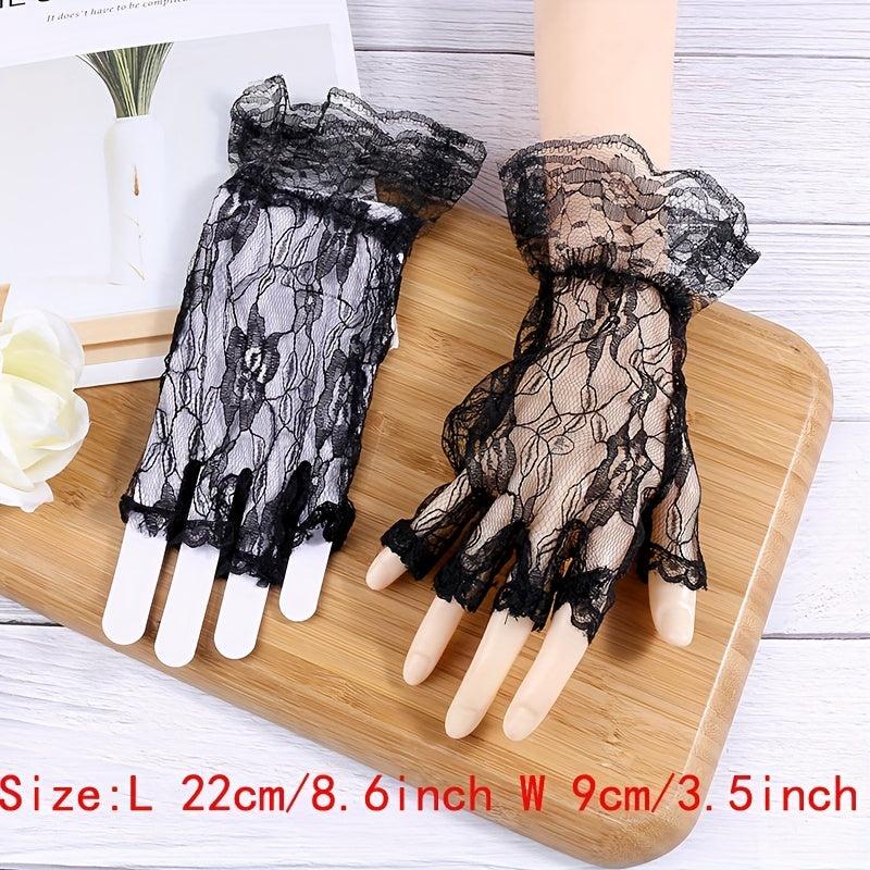 Lace Mesh Half Finger Gloves for Wedding Party