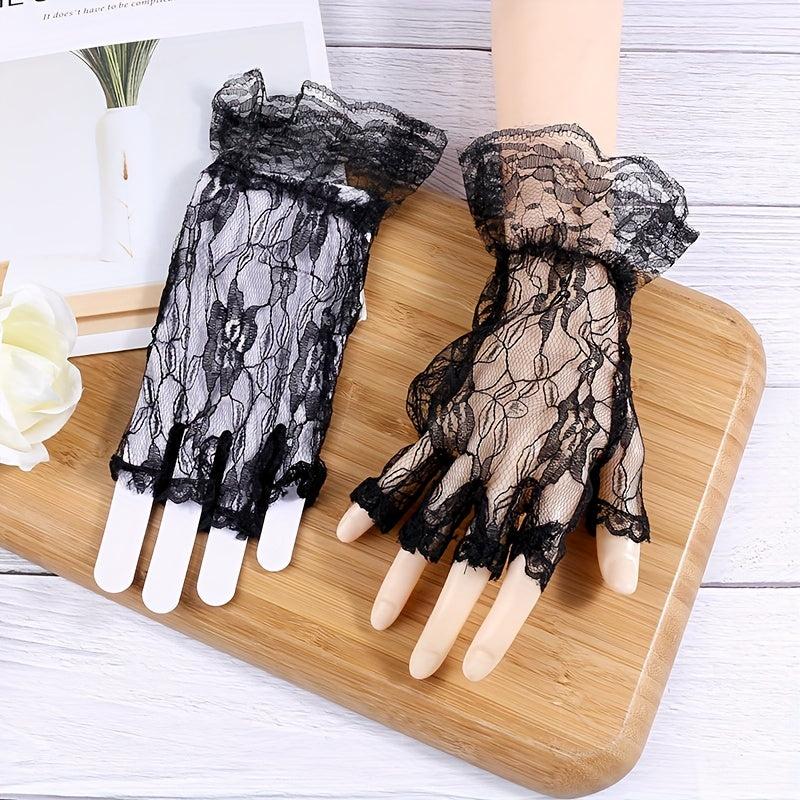 Lace Mesh Half Finger Gloves for Wedding Party
