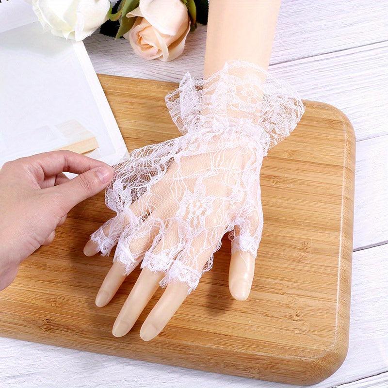 Lace Mesh Half Finger Gloves for Wedding Party