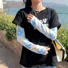 Flower Printed Ice Sleeve UV Protection Sun Long Arm Sleeves