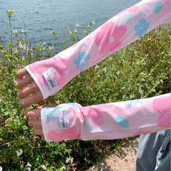 Flower Printed Ice Sleeve UV Protection Sun Long Arm Sleeves