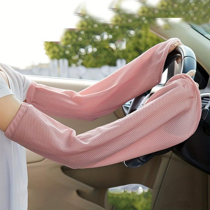 Sunscreen Fingerless Gloves for Women, Solid Color Cycling Sports Gloves