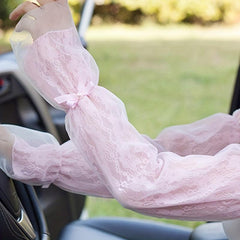 Bowknot Lace Gloves Women Sun Protection Fingerless Mittens