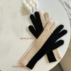 Two Tone Knitted Woolen Gloves Winter Touch Screen Gloves Warm Couple Gloves