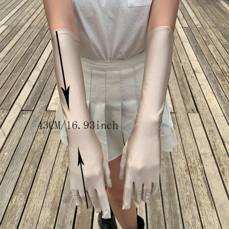 Full Finger Sunscreen Gloves UV Protection Retro Solid Gloves