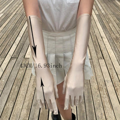 Full Finger Sunscreen Gloves UV Protection Retro Solid Gloves