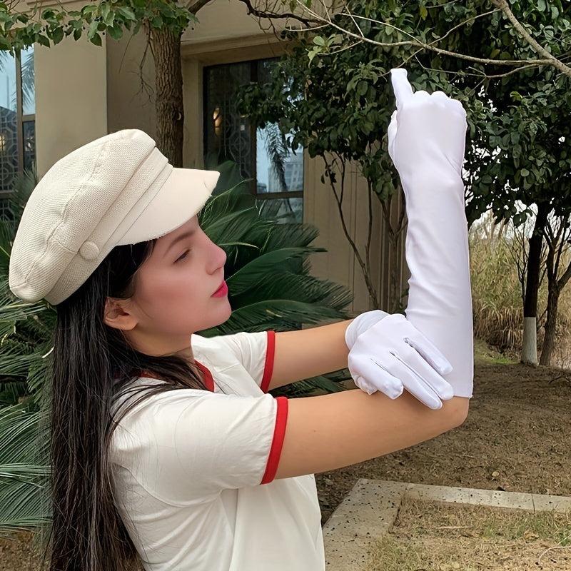 Full Finger Sunscreen Gloves UV Protection Retro Solid Gloves
