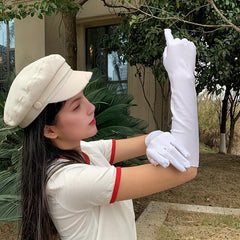 Full Finger Sunscreen Gloves UV Protection Retro Solid Gloves