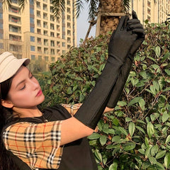 Full Finger Sunscreen Gloves UV Protection Retro Solid Gloves