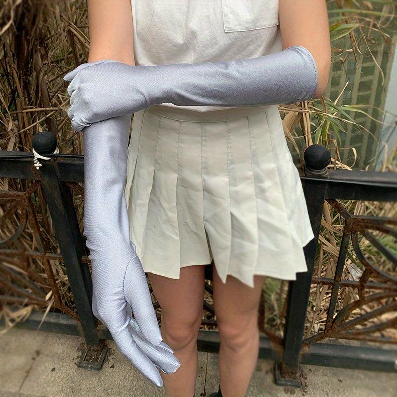 Full Finger Sunscreen Gloves UV Protection Retro Solid Gloves
