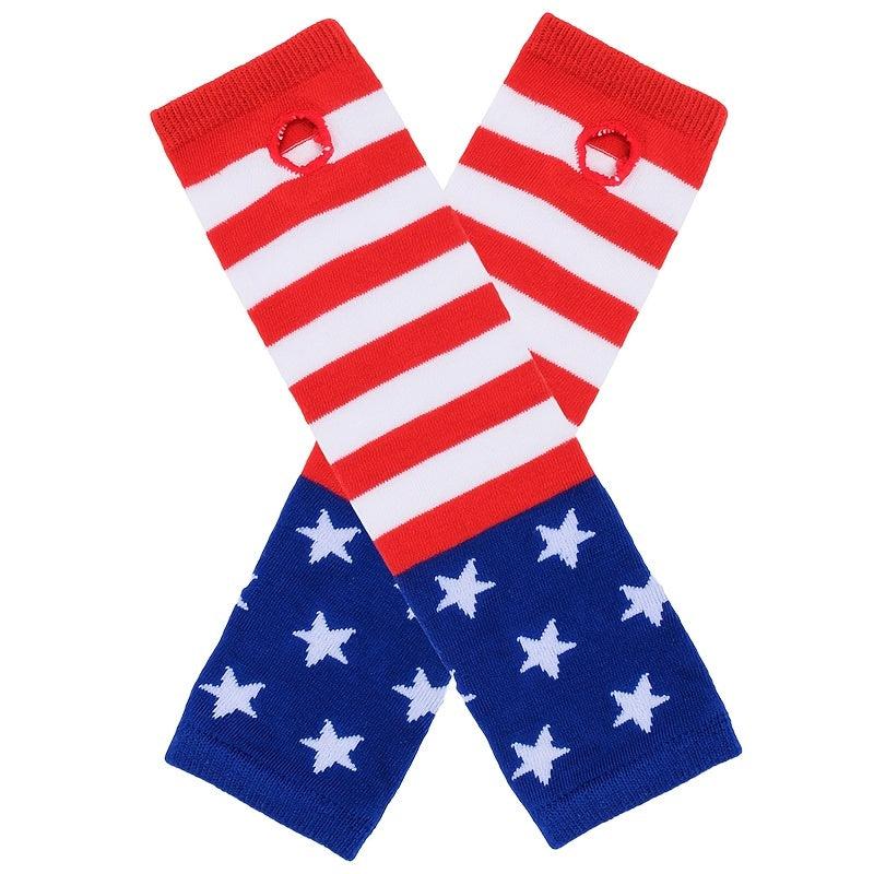 Flag Knitted Gloves Block Elastic Long Gloves Unisex