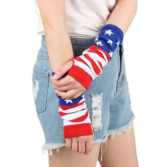 Flag Knitted Gloves Block Elastic Long Gloves Unisex