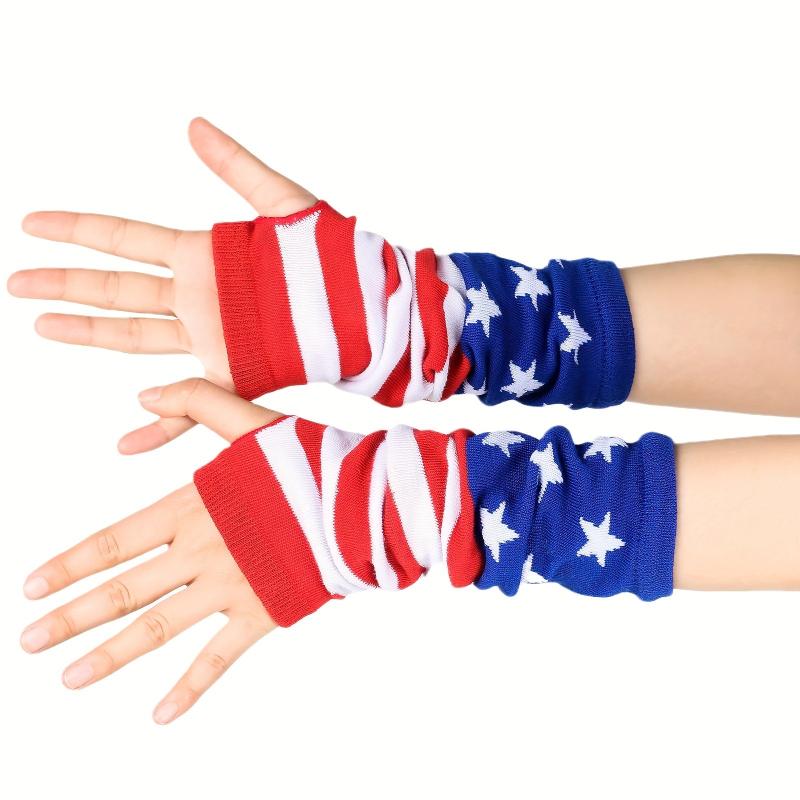 Flag Knitted Gloves Block Elastic Long Gloves Unisex