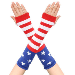 Flag Knitted Gloves Block Elastic Long Gloves Unisex