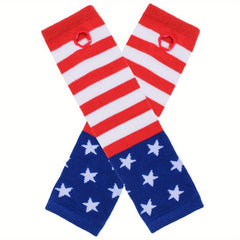 Flag Knitted Gloves Block Elastic Long Gloves Unisex