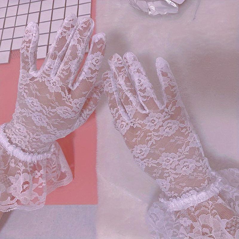 Short Lace Gloves Women Breathable Wedding Gloves