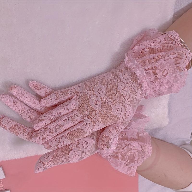 Short Lace Gloves Women Breathable Wedding Gloves
