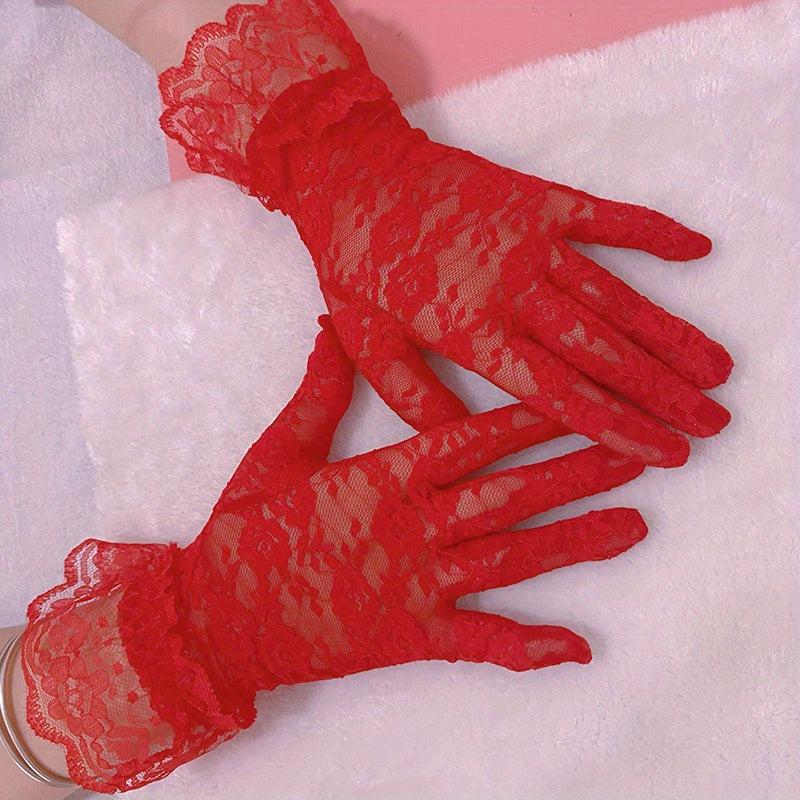 Short Lace Gloves Women Breathable Wedding Gloves