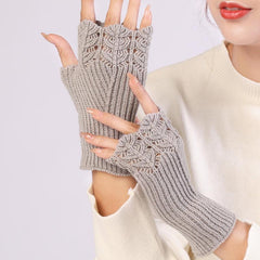 Women's Fingerless Knitted Warm Gloves Short Wrist Protection
