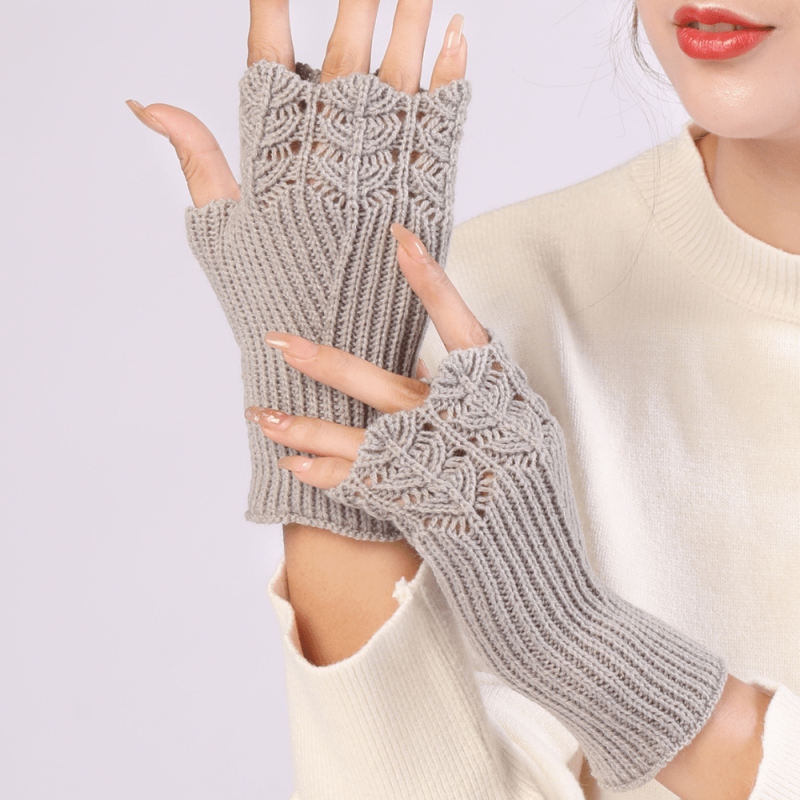 Women's Fingerless Knitted Warm Gloves Short Wrist Protection