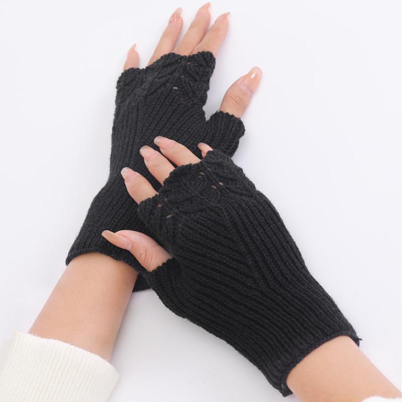 Women's Fingerless Knitted Warm Gloves Short Wrist Protection