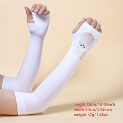 Rabbit Print Sunscreen Long Gloves Breathable Cycling UV Protection Sleeves