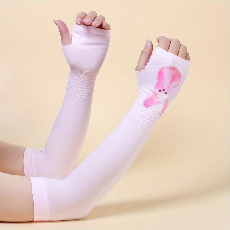 Rabbit Print Sunscreen Long Gloves Breathable Cycling UV Protection Sleeves