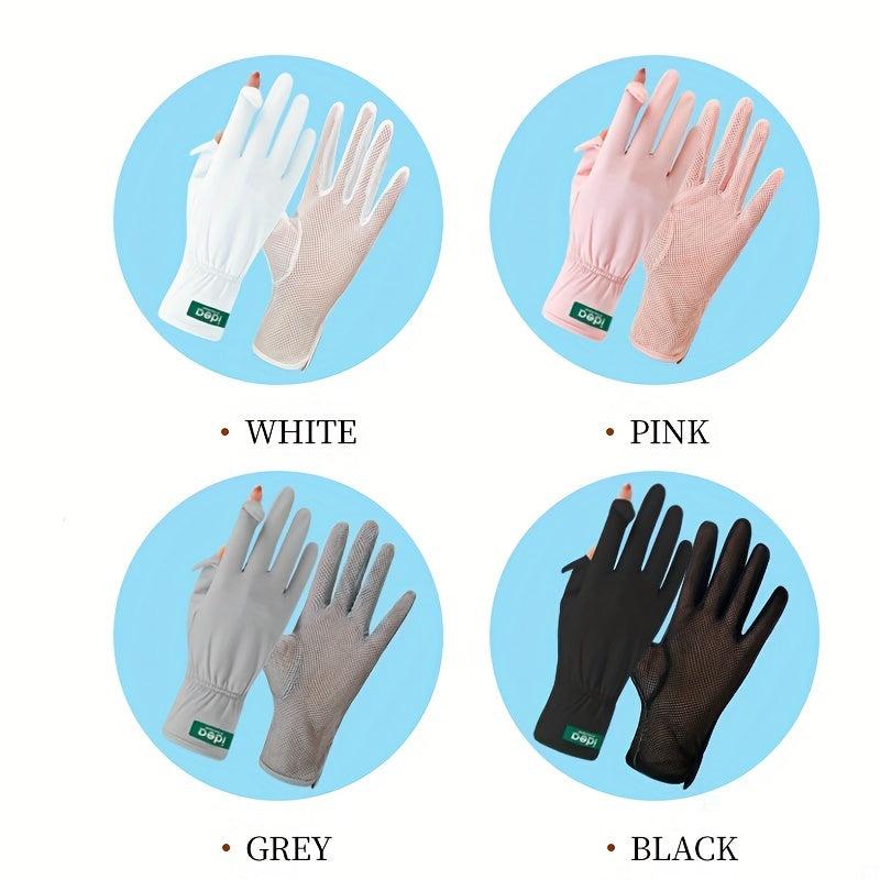 Sunscreen Gloves Solid Breathable UV Protection Ice Viscose Gloves