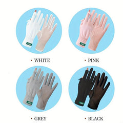 Sunscreen Gloves Solid Breathable UV Protection Ice Viscose Gloves