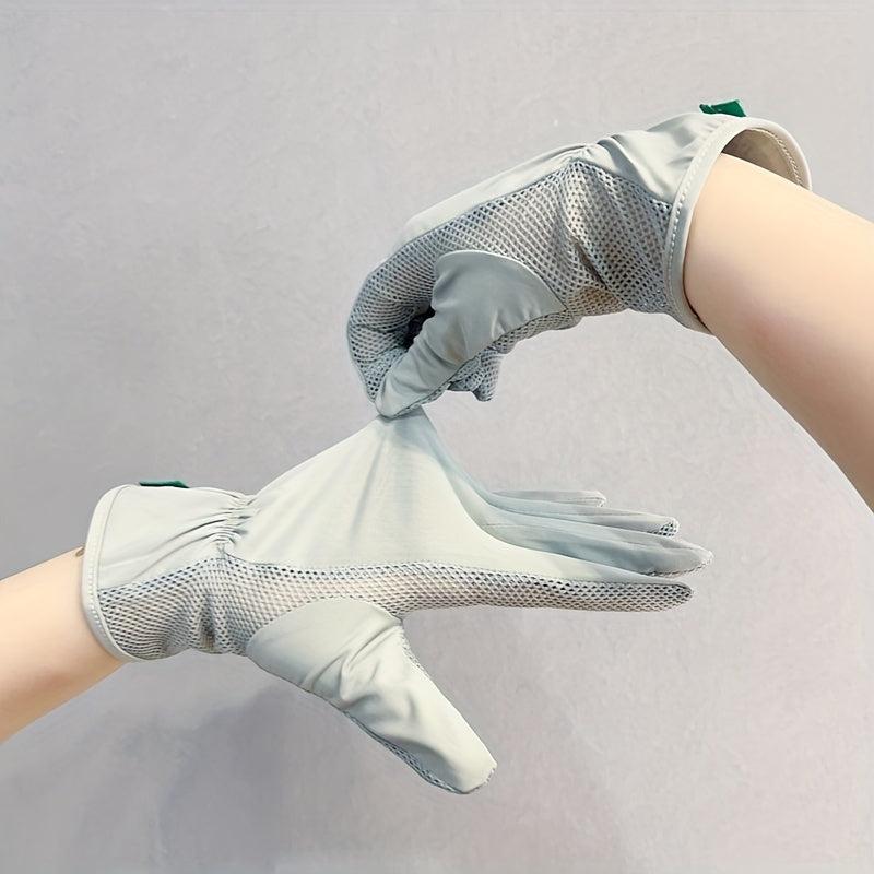 Sunscreen Gloves Solid Breathable UV Protection Ice Viscose Gloves