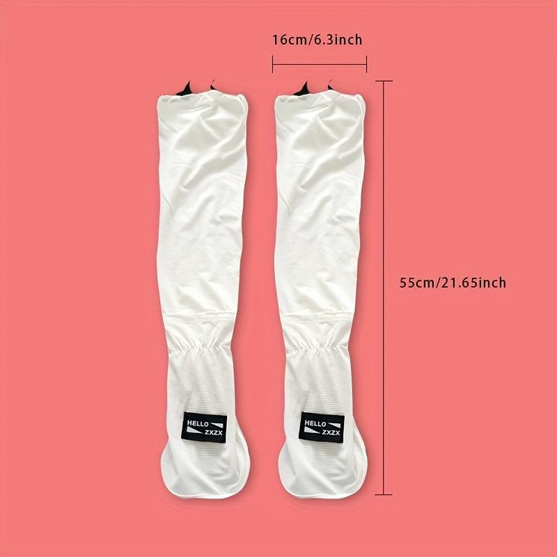 Thin Loose Stripe Sunscreen Sleeves Long Fingerless Arm Protection Gloves