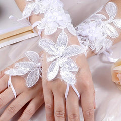 Pearl Bridal Wedding Fingerless Gloves