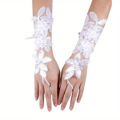 Pearl Bridal Wedding Fingerless Gloves