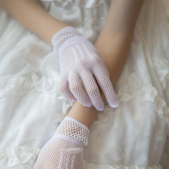 Fishnet Short Gloves Hollow Out Bride Wedding Gloves