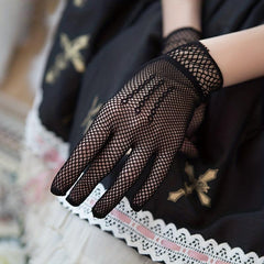 Fishnet Short Gloves Hollow Out Bride Wedding Gloves