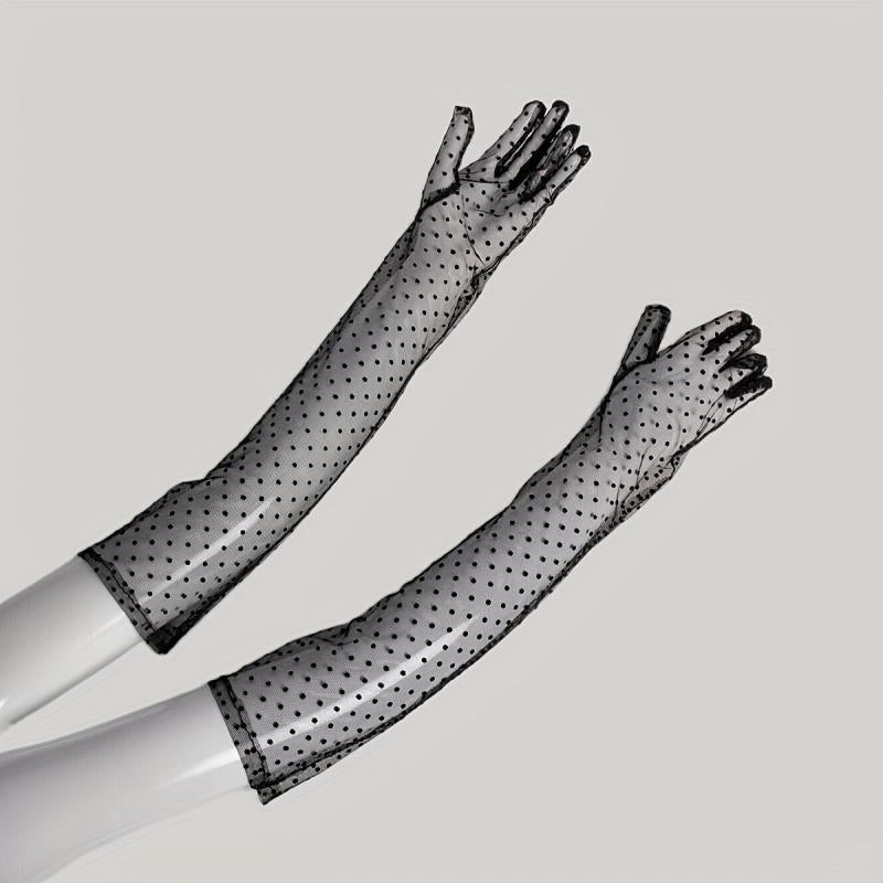 Polka Dot Long Gloves Sunscreen Decoration Gloves Women