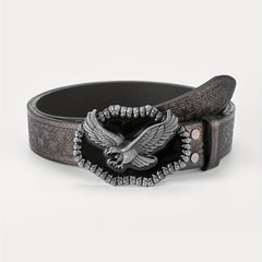 Men's Embossed Buckle Belt PU Leather Cowboy Suit Waist Strap