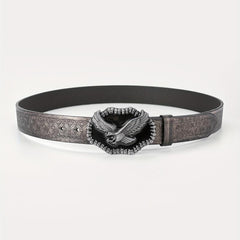 Men's Embossed Buckle Belt PU Leather Cowboy Suit Waist Strap