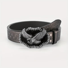 Men's Embossed Buckle Belt PU Leather Cowboy Suit Waist Strap
