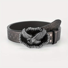 Men's Embossed Buckle Belt PU Leather Cowboy Suit Waist Strap