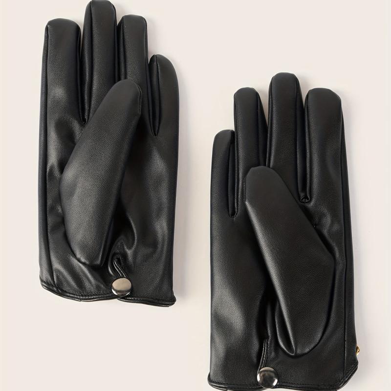 Metal Chain Decorative Gloves PU Leather Short Gloves