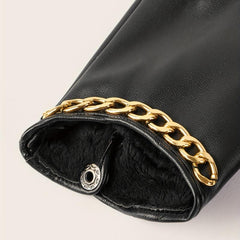 Metal Chain Decorative Gloves PU Leather Short Gloves