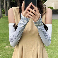 Plaid Gradient Ice Sleeve Thin Sunproof Sunshade Arm Protection for Summer