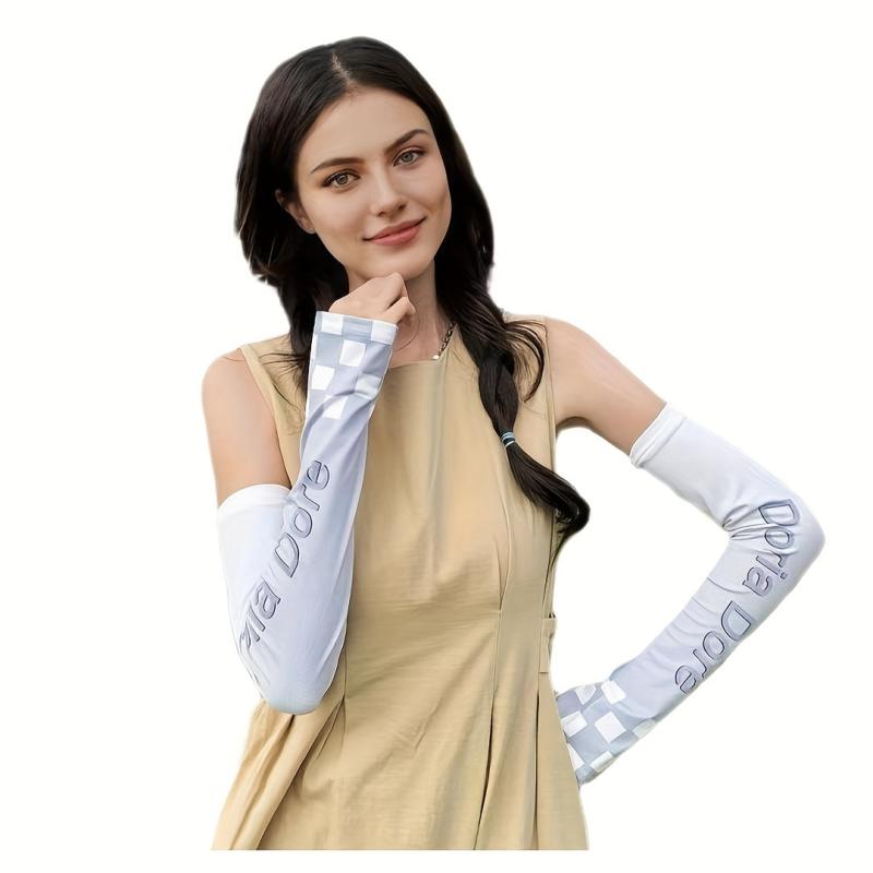 Plaid Gradient Ice Sleeve Thin Sunproof Sunshade Arm Protection for Summer