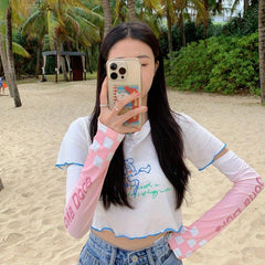Plaid Gradient Ice Sleeve Thin Sunproof Sunshade Arm Protection for Summer