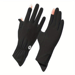 Ice Viscose Sunscreen Gloves Short Solid Elastic Gloves Touch Screen UV Protecti