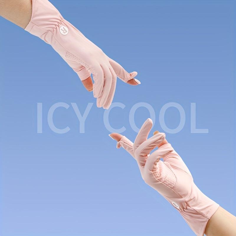 Ice Viscose Sunscreen Gloves Short Solid Elastic Gloves Touch Screen UV Protecti