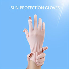 Ice Viscose Sunscreen Gloves Short Solid Elastic Gloves Touch Screen UV Protecti