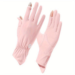 Ice Viscose Sunscreen Gloves Short Solid Elastic Gloves Touch Screen UV Protecti